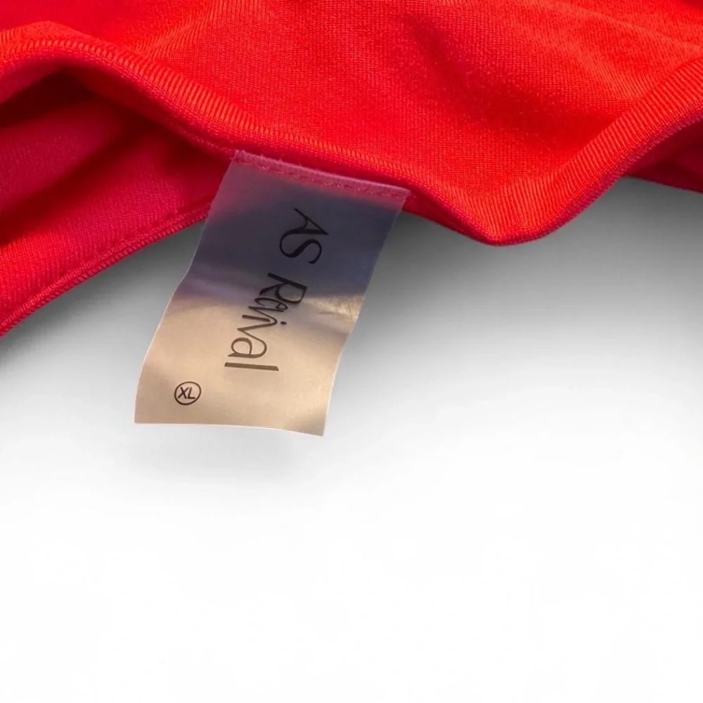 AS Revival Sports Bra Cropped Cami Red Ruffle Straps NWT Workout Cute size XL - Picture 3 of 7